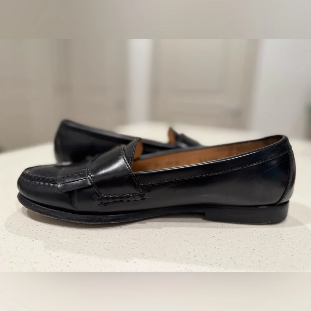 Cole Haan City Black Leather Kiltie Monk Strap Loafers - Size 10